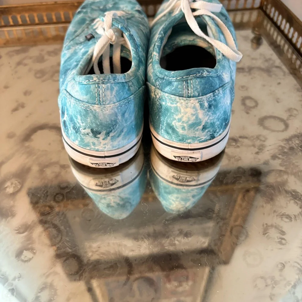 Vans Shoes Womens Size 7 Blue Ocean‎ Marble Print Low Top Canvas Lace Up Skate